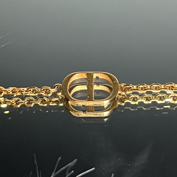 Christian Dior Petit CD Double Necklace Gold Metal Finish and Crystals - Picture 13 of 15